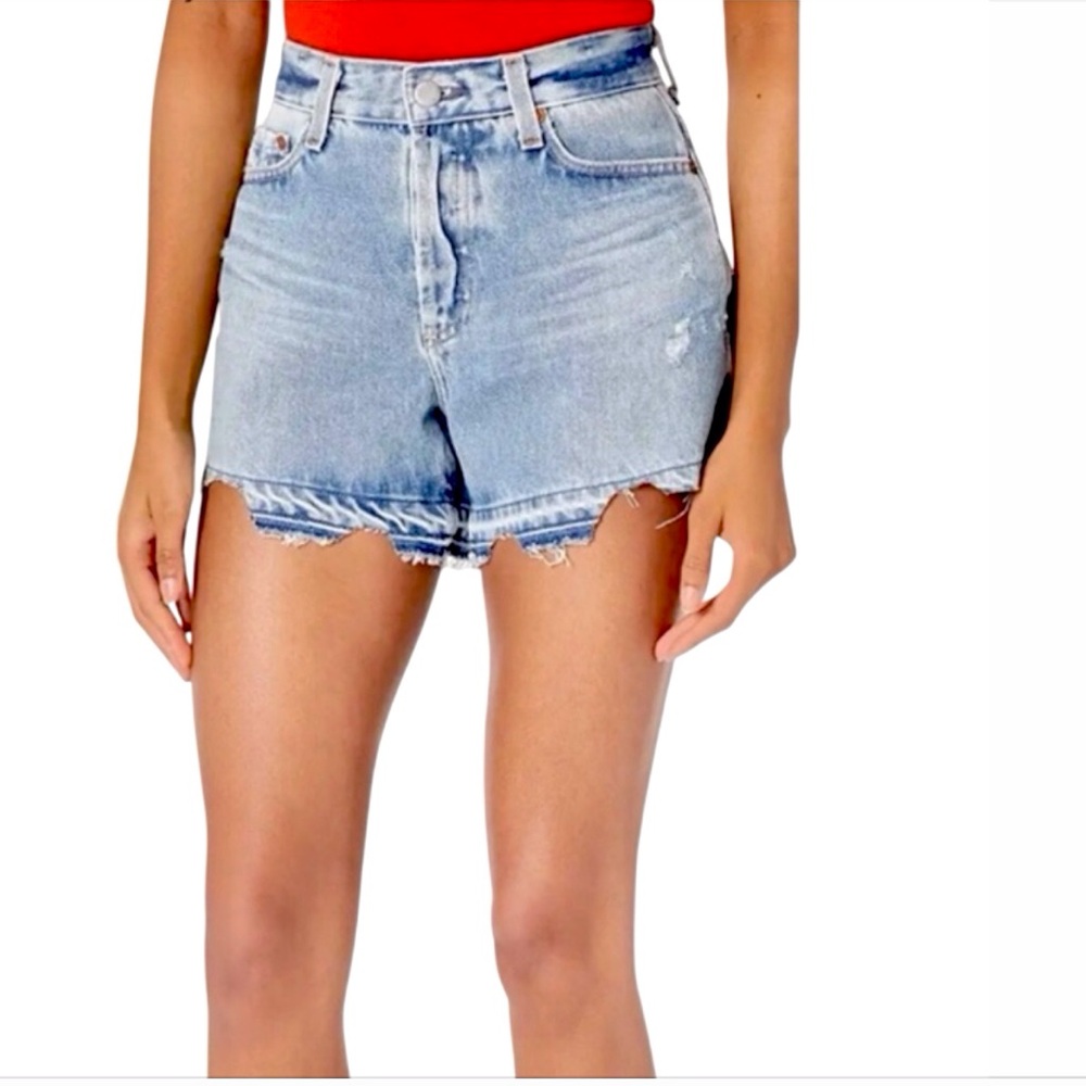 AG Adriano Goldschmied Jean Shorts High Rise Wedgie Alexxis Raw Hem Size 27